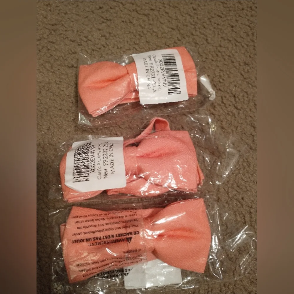 Kids Elegant Peach Bow Ties Set
